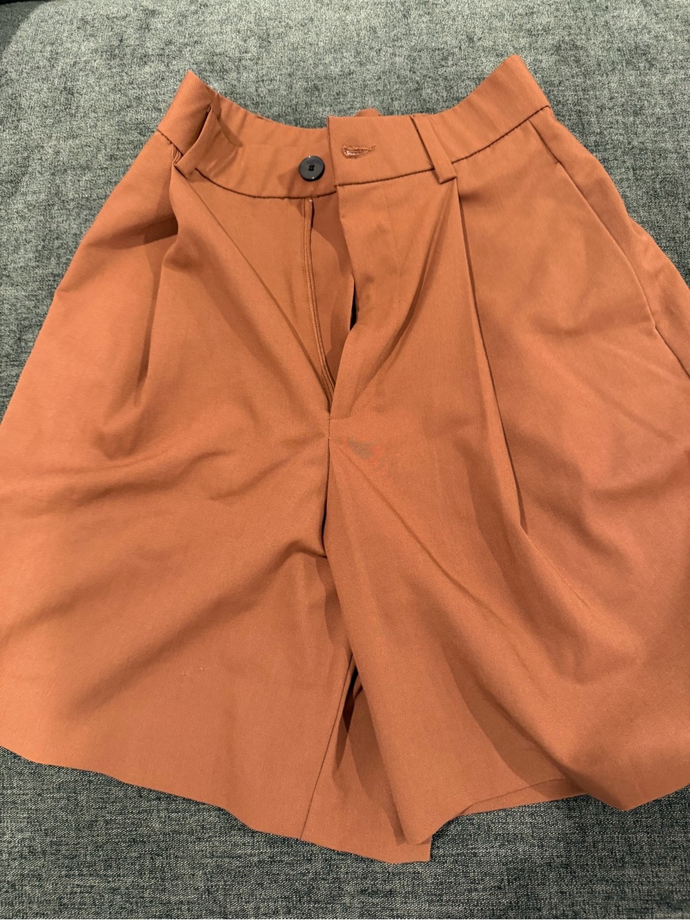 Zara High-Waist Rust-Terracotta Pleated Women’s Shorts